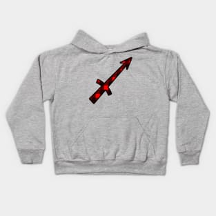 Sagittarius Zodiac Horoscope Symbol in Black and Red Buffalo Plaid Kids Hoodie